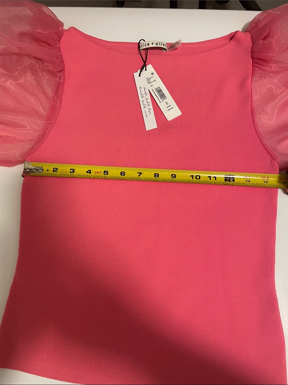 Alice + Olivia French Rose Pink Puff-Sleeve Scoop Neck Sweater - Picture 13 of 15